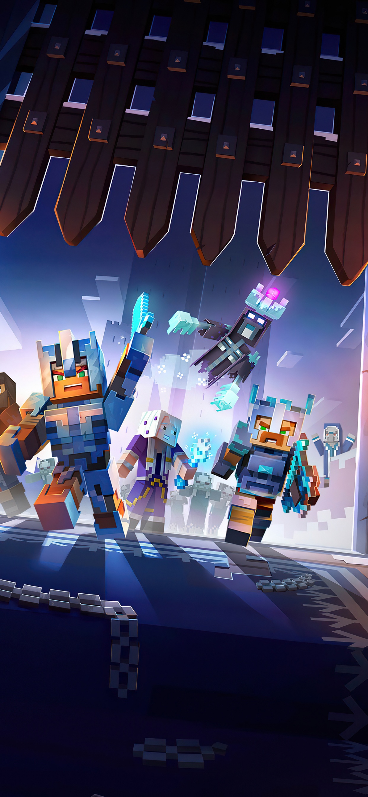 Обои Minecraft Dungeons Creeping Winter в разрешении 1242x2688