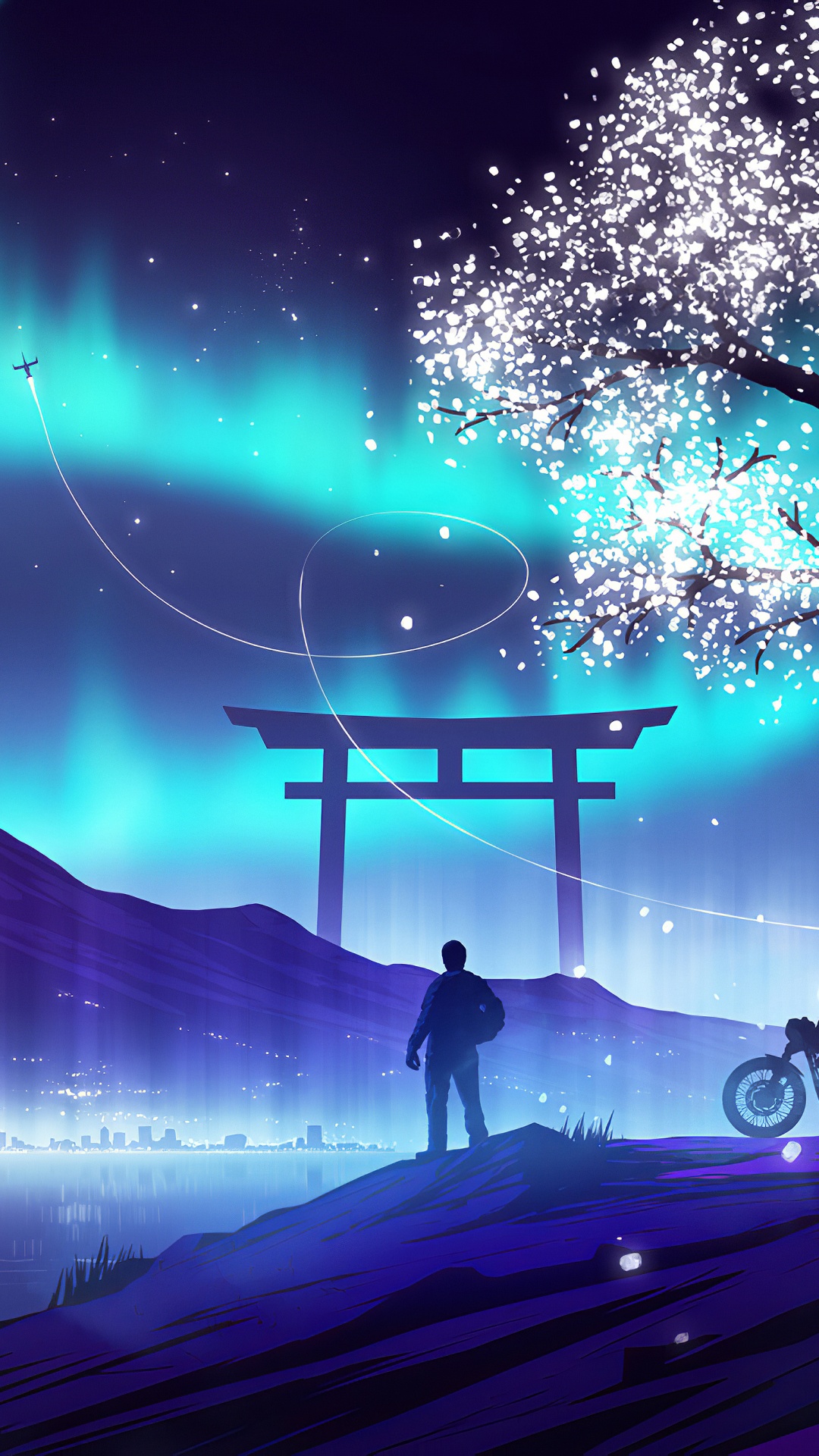 Обои Synthwave, цифровое искусство, живопись, атмосфера, мир в разрешении 1080x1920