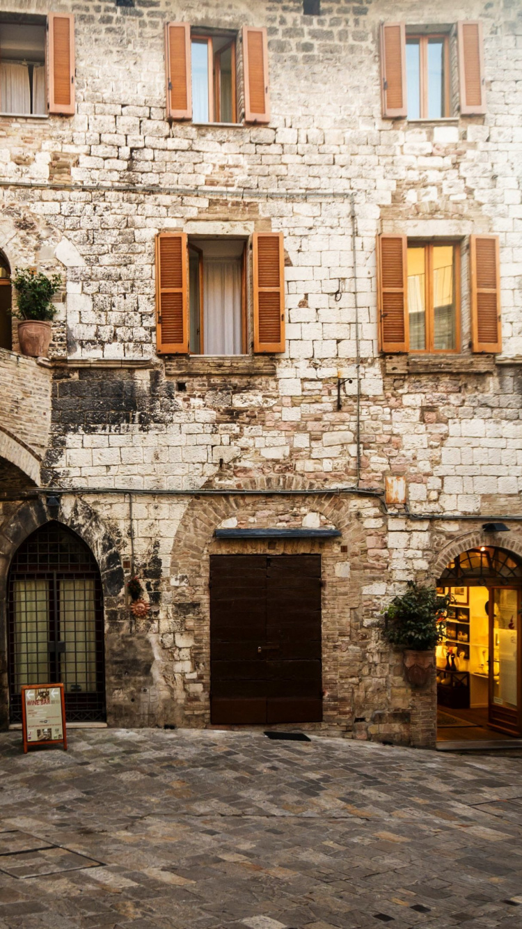 Обои Ассизи Италия, Ассизи, Перуджа, город, здание в разрешении 750x1334