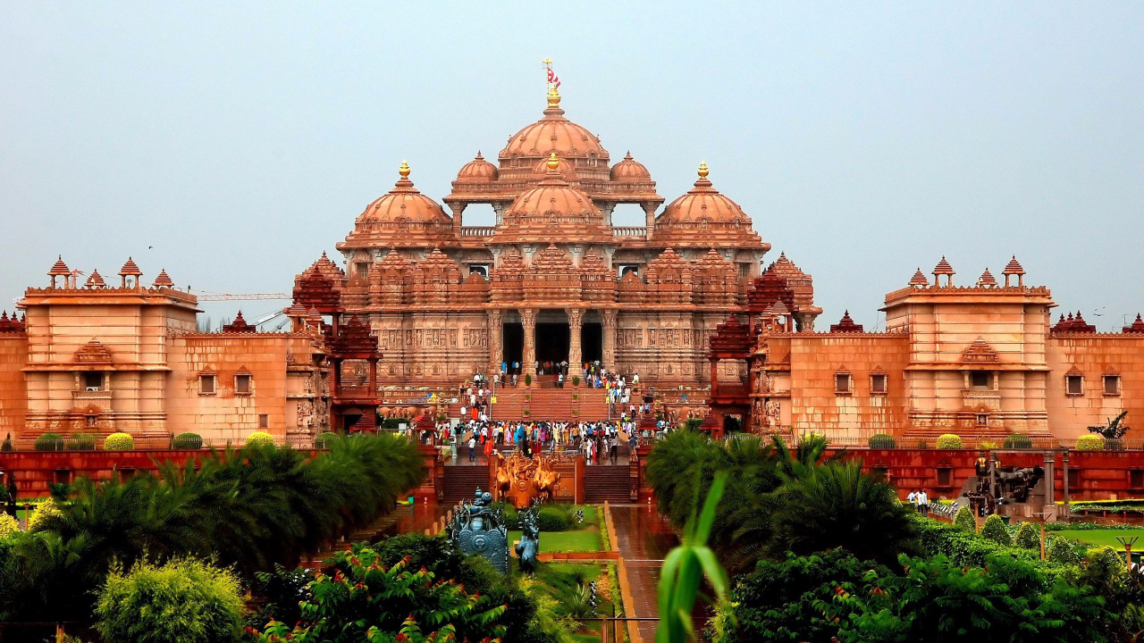 Обои Акшардхам Дели, Акшардхам, Храм Лотоса, индуистский храм, ориентир в разрешении 1280x720