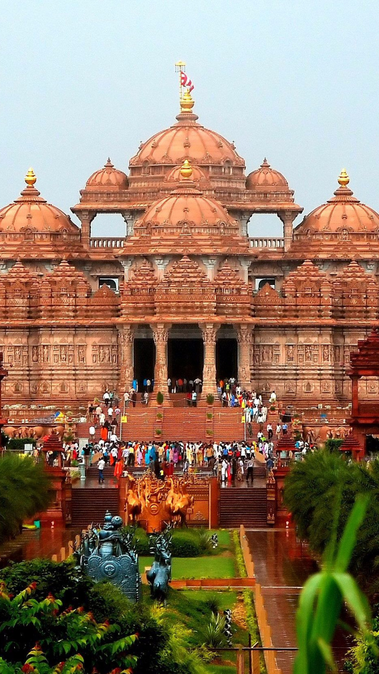 Обои Акшардхам Дели, Акшардхам, Храм Лотоса, индуистский храм, ориентир в разрешении 750x1334