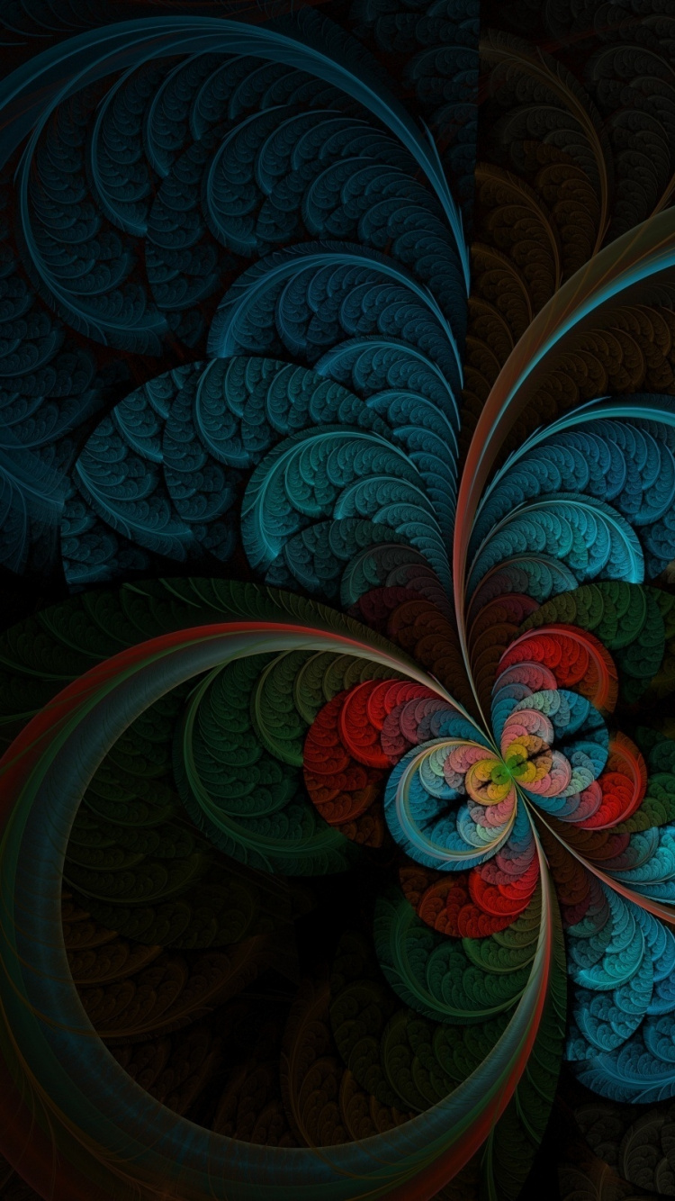 Обои фрактальное искусство, узор, Выдержка, симметрия, круг в разрешении 750x1334