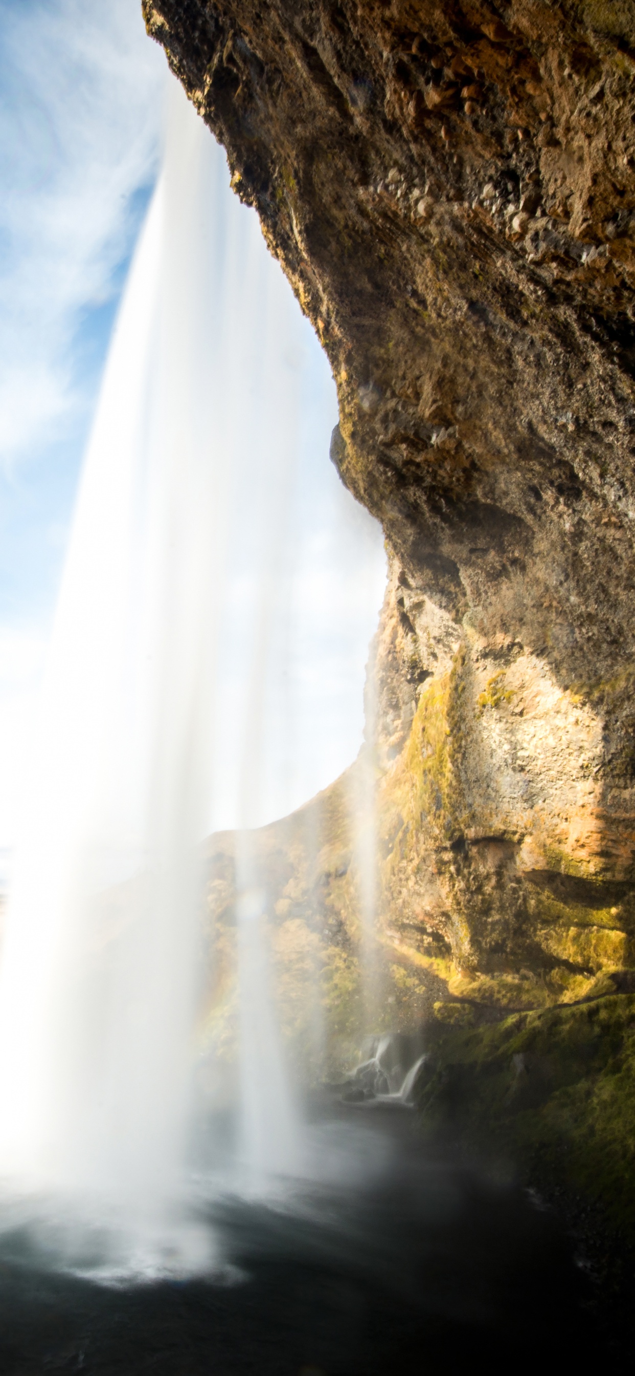 Обои селйяландсфосс, водопад, природа, вода, рок в разрешении 1242x2688