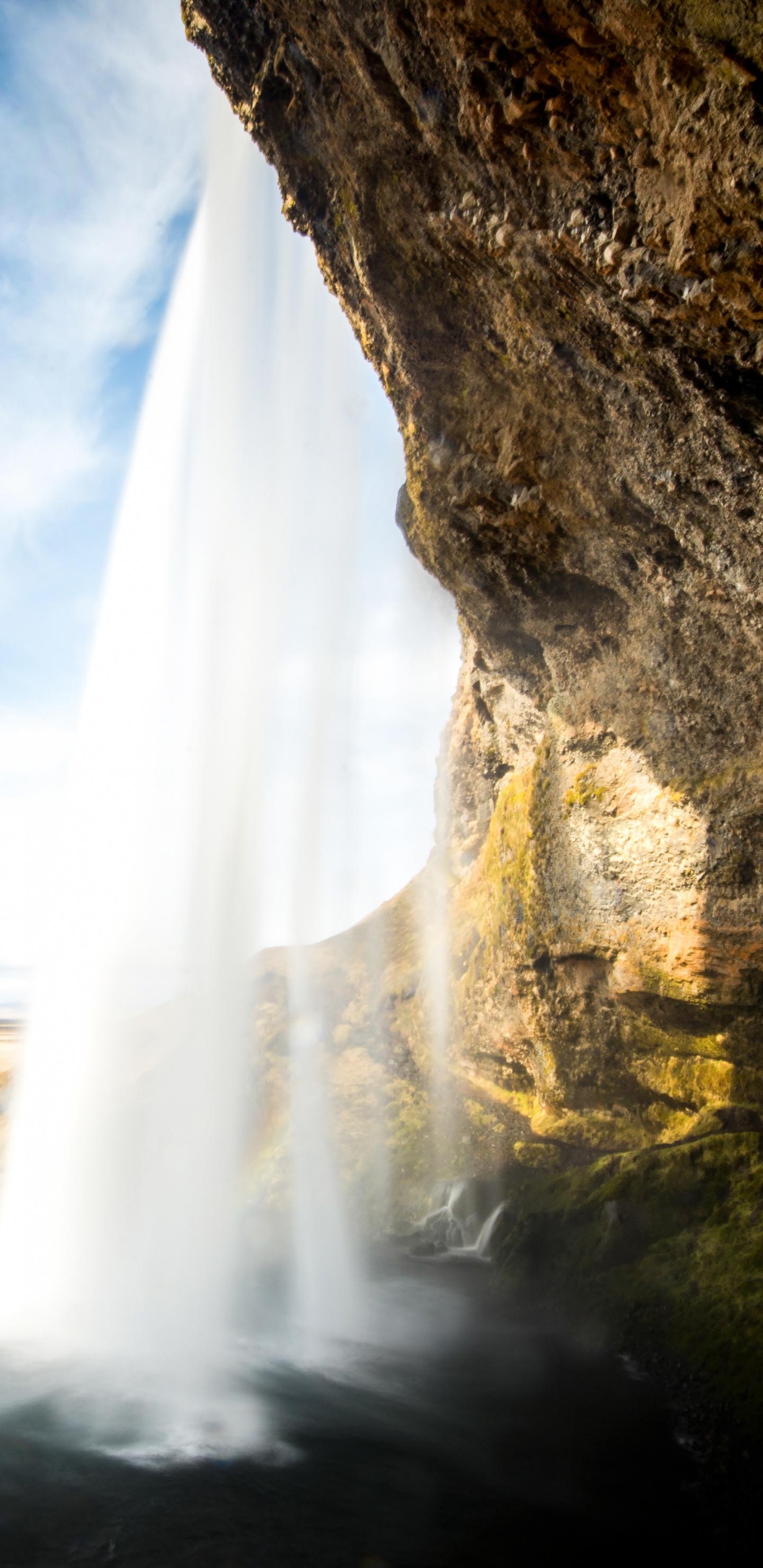 Обои селйяландсфосс, водопад, природа, вода, рок в разрешении 1440x2960