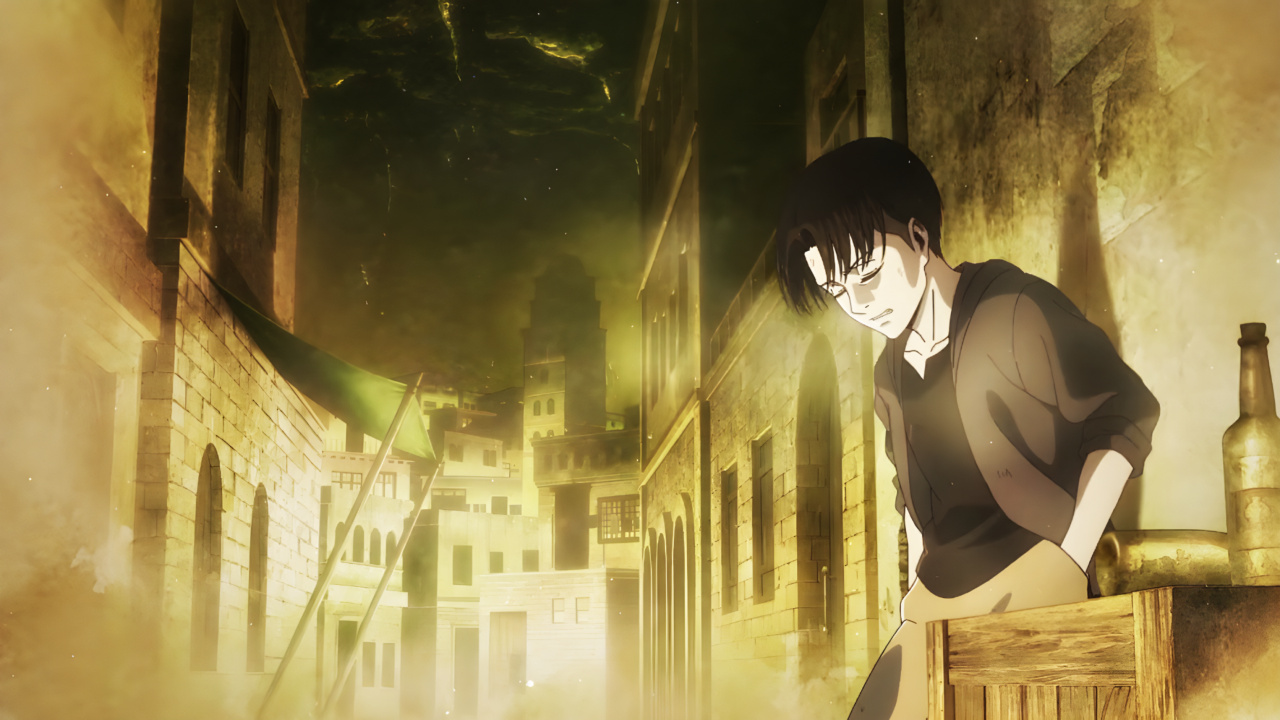 Обои Леви Аккерман, эрен йегер, Микаса Акерман, мультик, нападение на титан в разрешении 1280x720