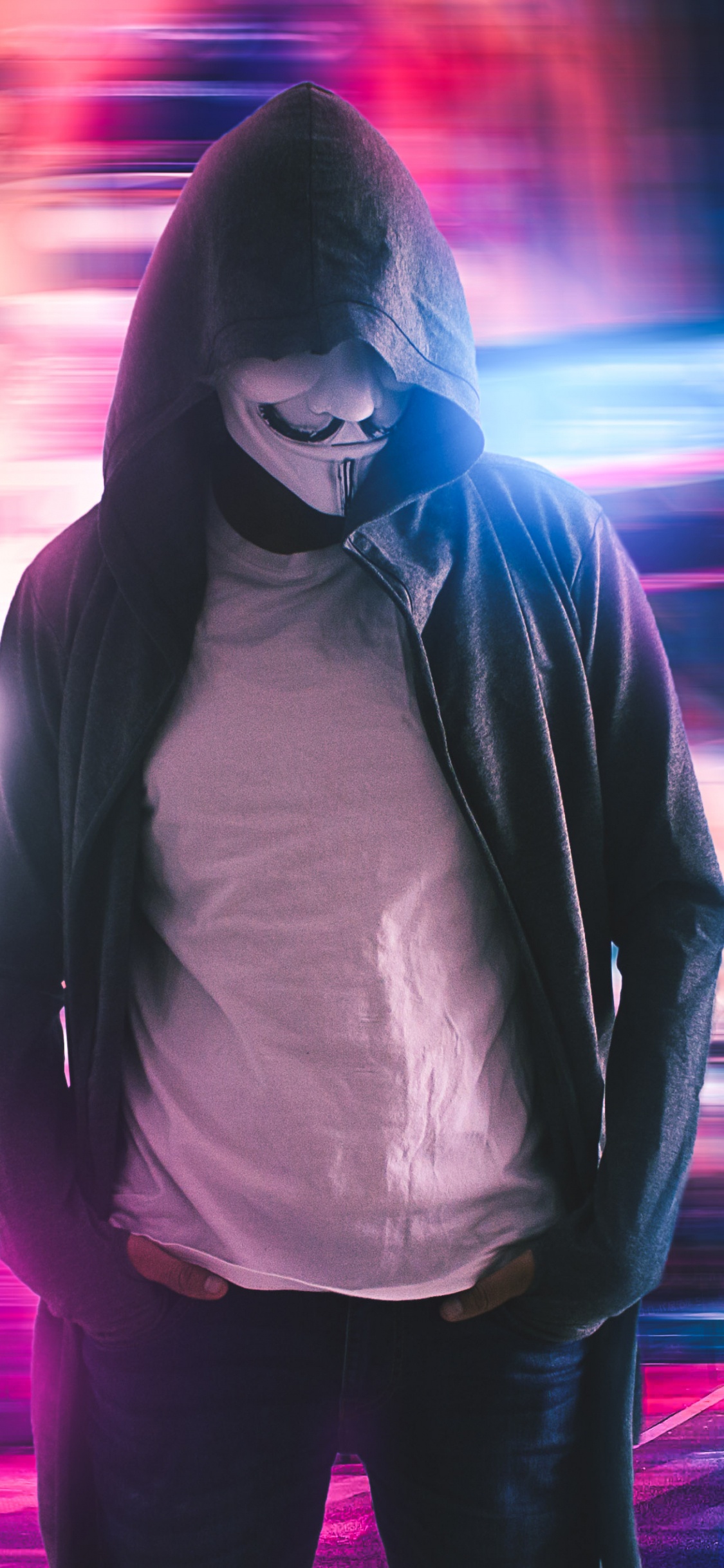 Обои Гая Фокса маска, Представление, развлечение, пурпур, музыкальный исполнитель в разрешении 1125x2436