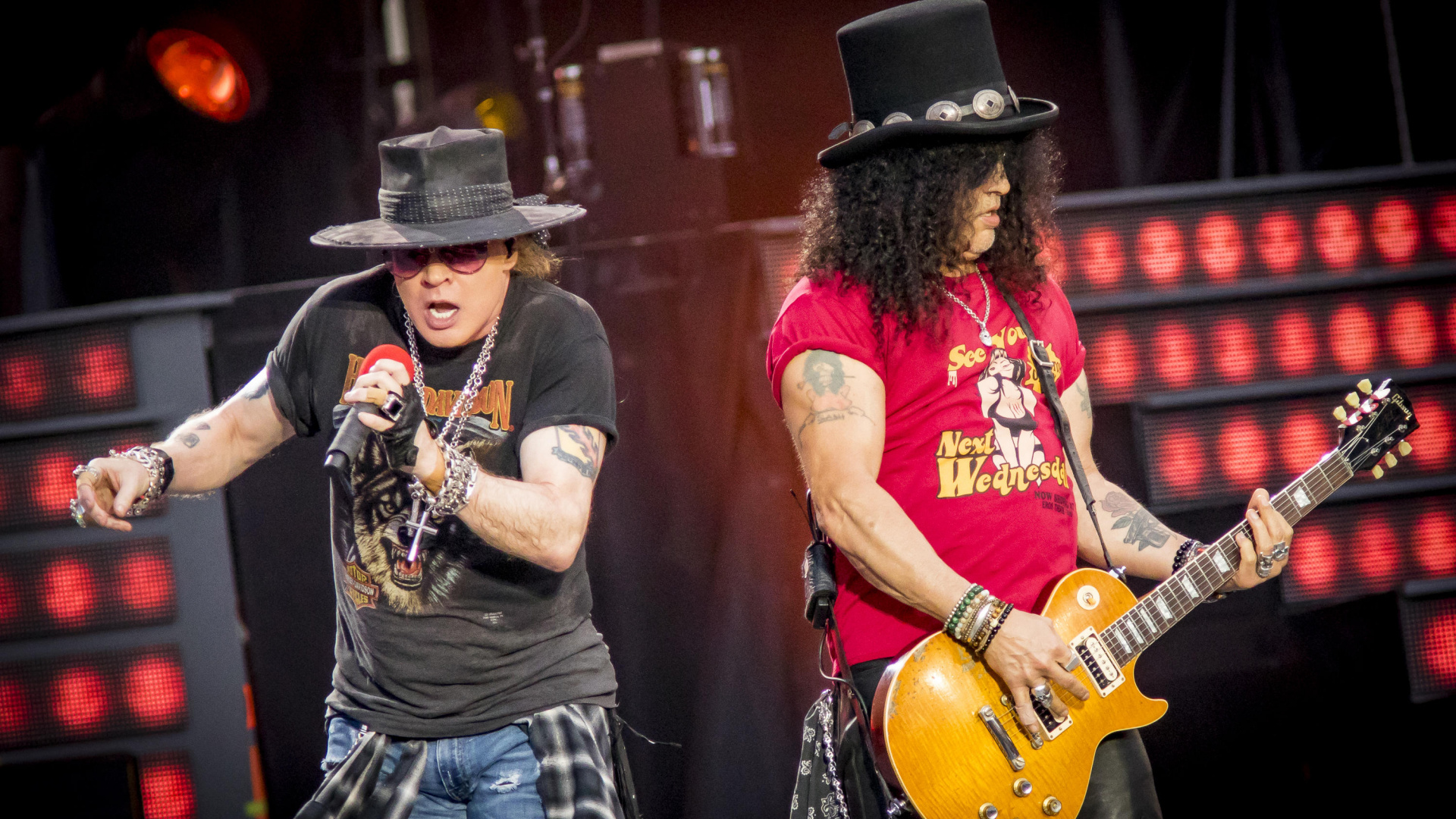 Обои Слэш, Аксель Роуз, Not in This Lifetime Tour, Guns N Roses, ac dc в разрешении 1920x1080