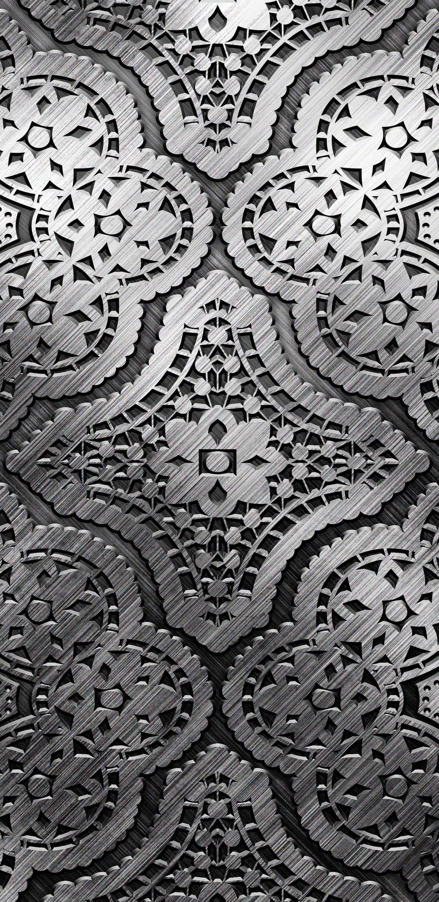 Обои орнамент, текстура, металл, узор, кружево в разрешении 1440x2960