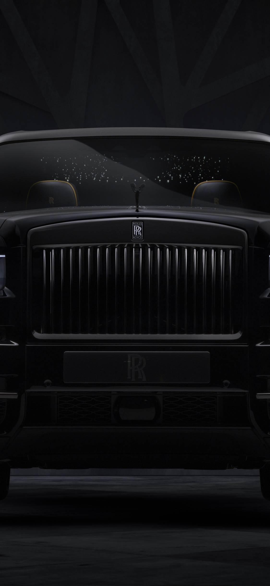 Обои -, седан, последняя версия, черный значок, Роллс-Ройс Фантом в разрешении 1125x2436