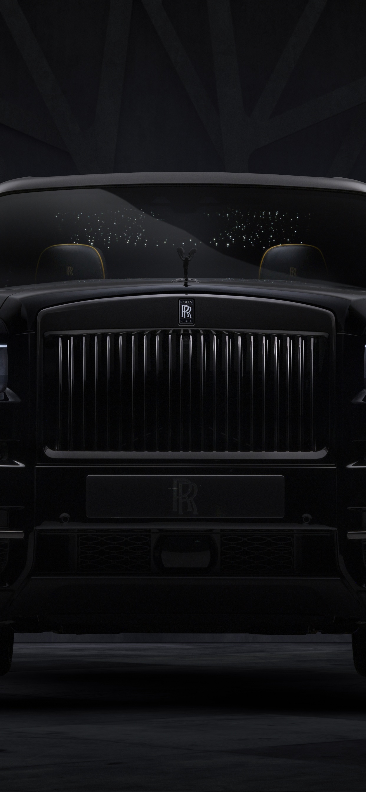 Обои -, седан, последняя версия, черный значок, Роллс-Ройс Фантом в разрешении 1242x2688
