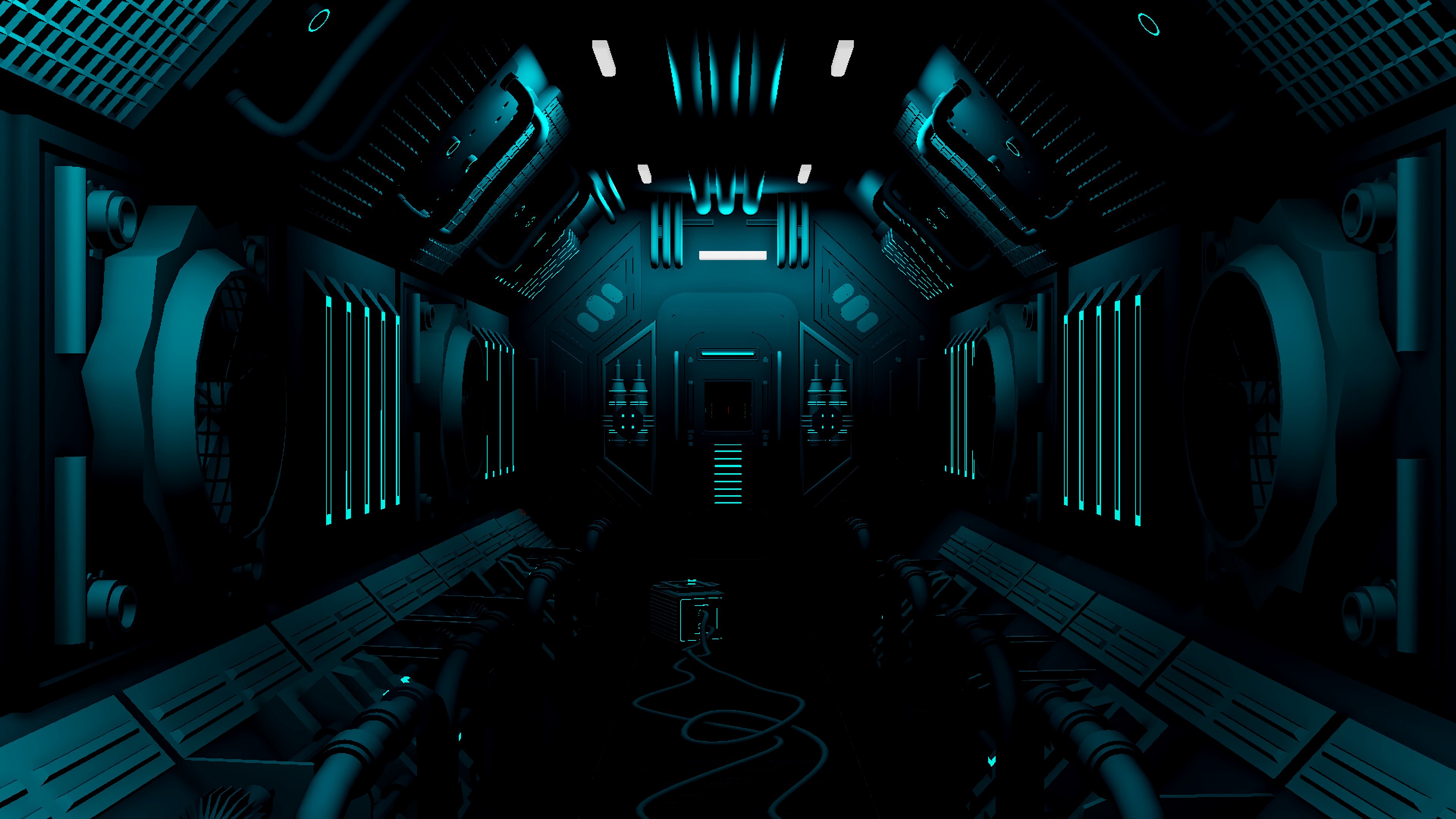 Обои симметрия, темнота, электроника, дизайн, научная фантастика искусство в разрешении 3840x2160