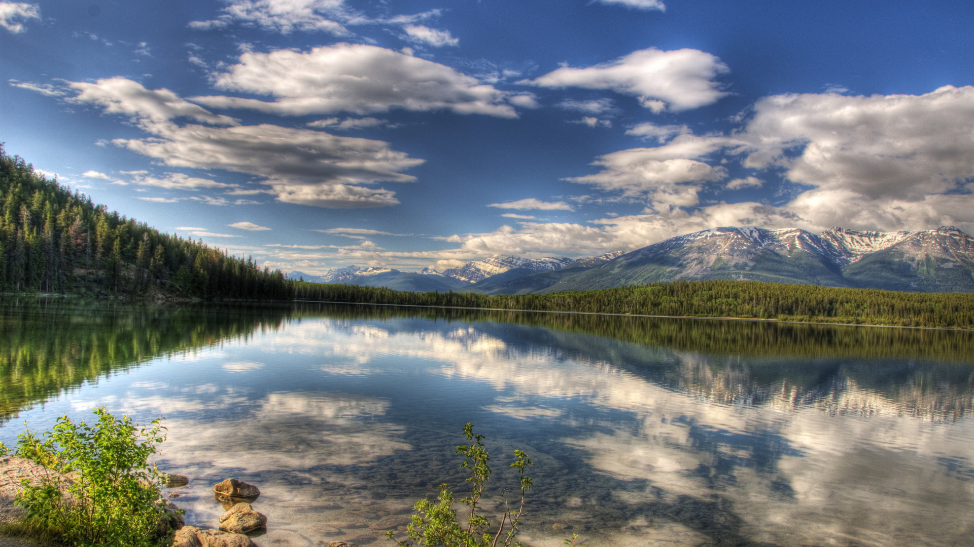 Обои природа, отражение, вода, озеро, облако в разрешении 1920x1080