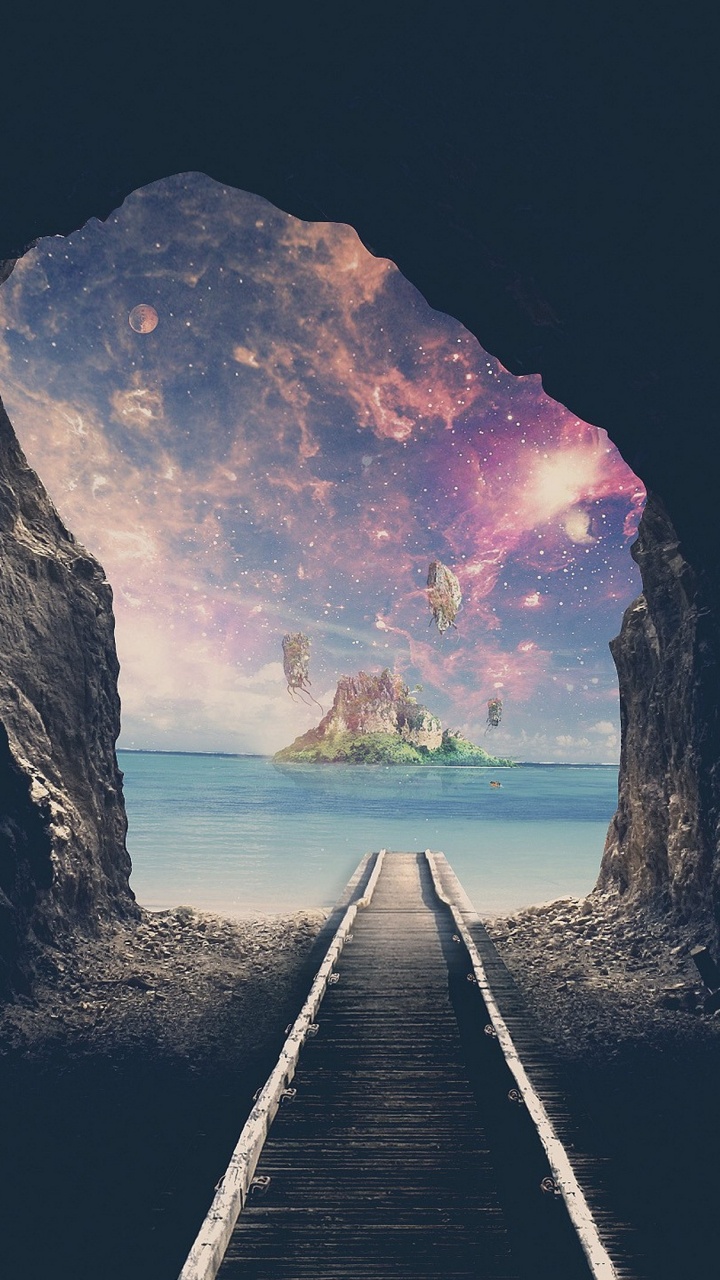 Обои радуга в конце туннеля, вода, формирование, электрик, дерево в разрешении 720x1280