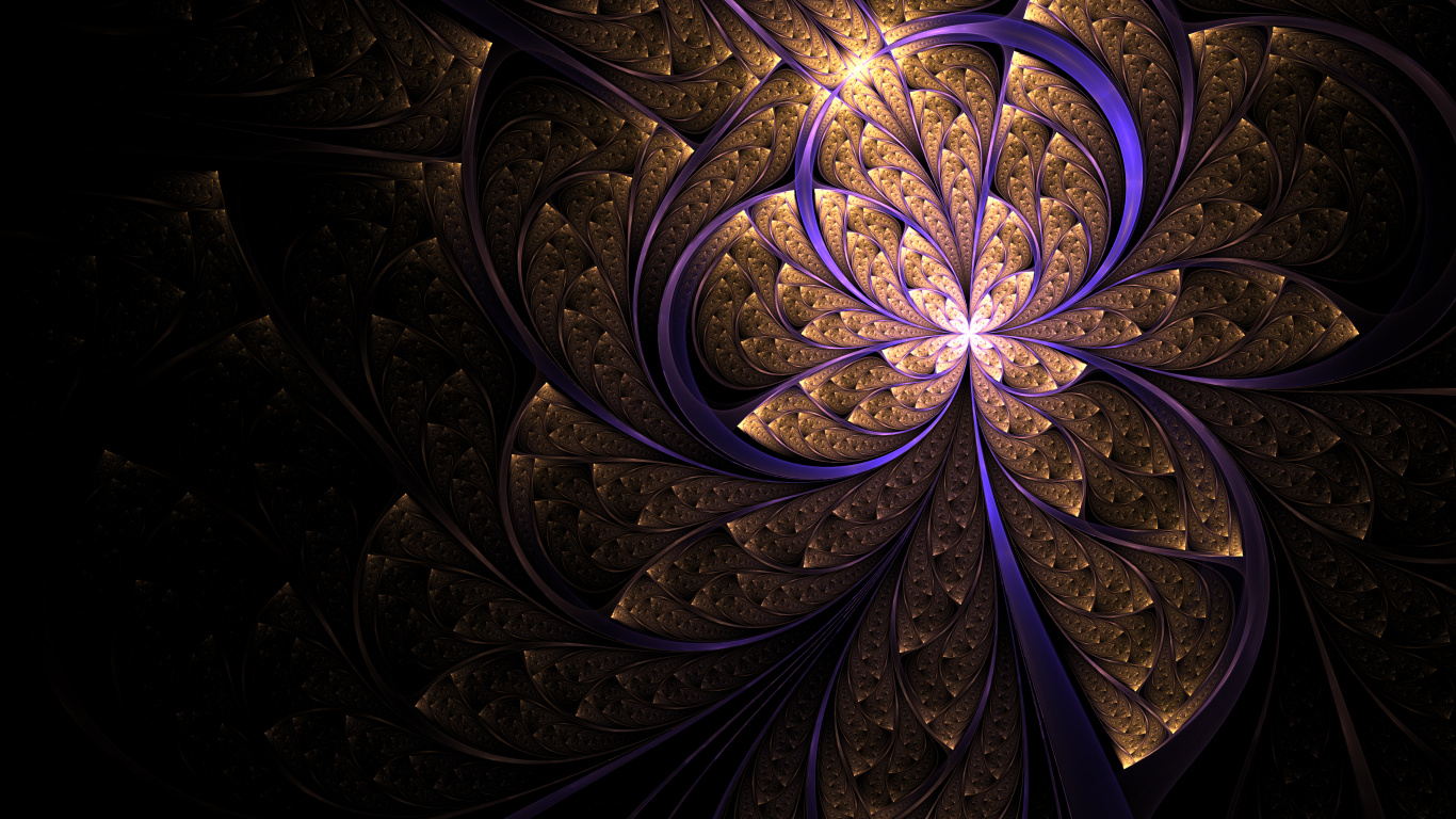 Обои графика, фрактал, арт, темнота, узор в разрешении 1366x768