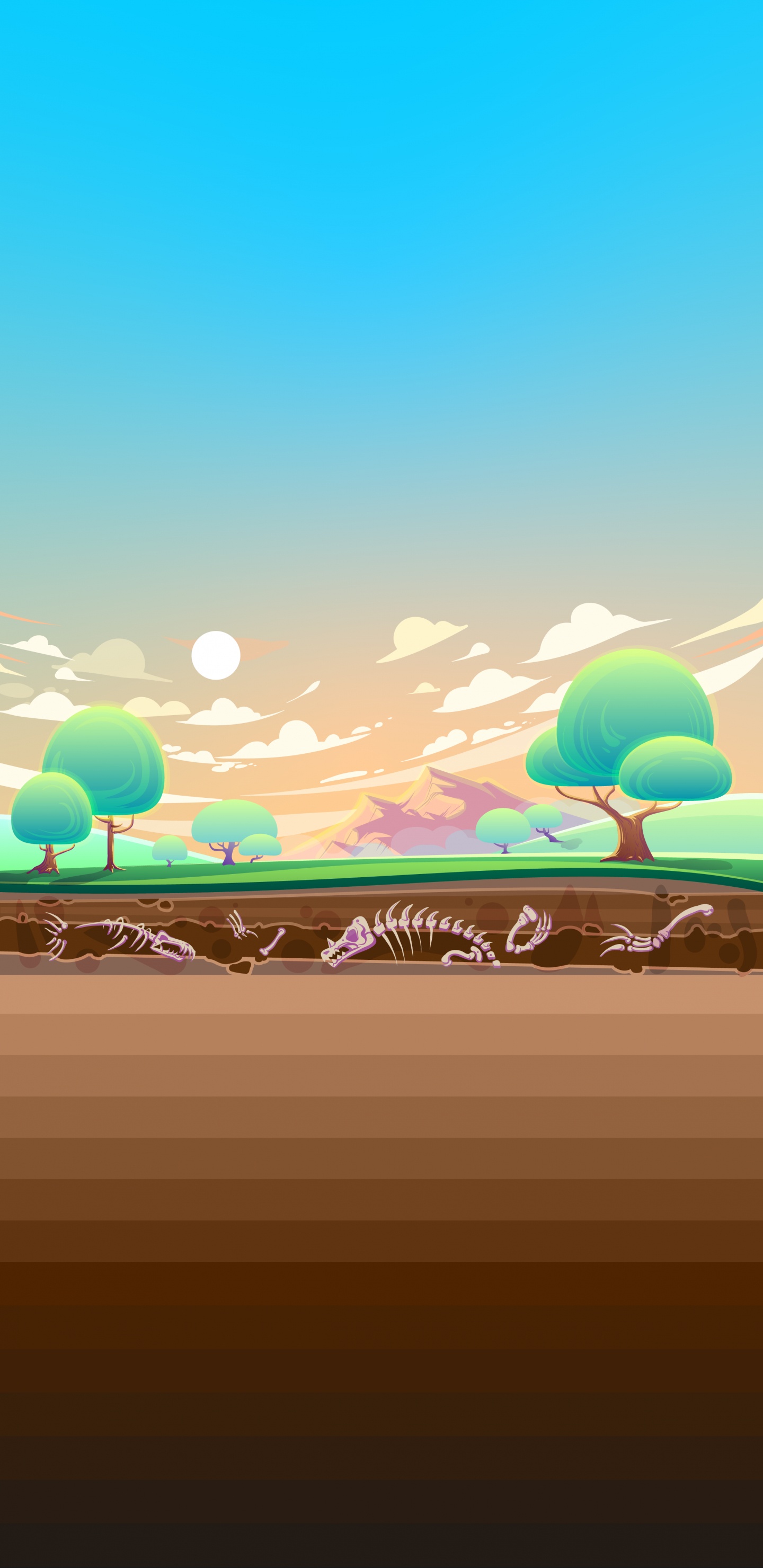 Обои графика, векторная графика, дизайн, иллюстрация, водоем в разрешении 1440x2960