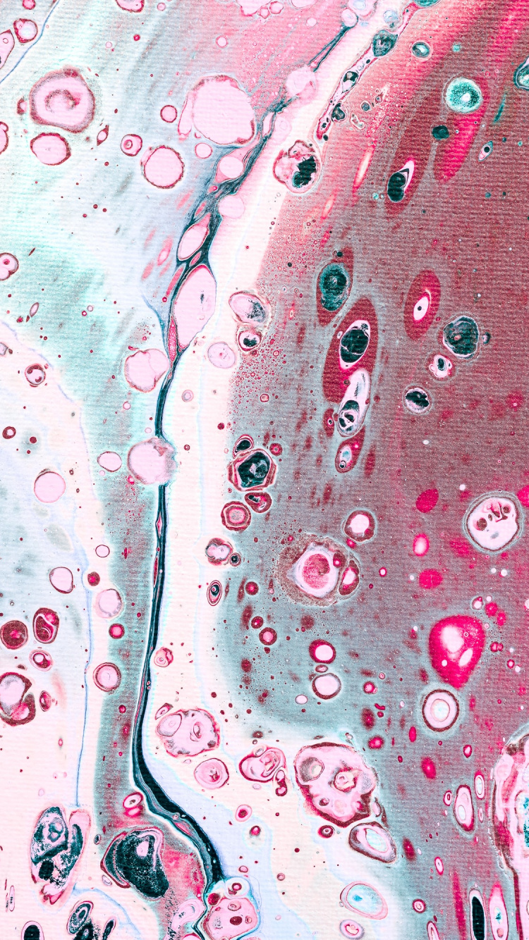 Обои арт, абстрактное искусство, абстрактная картина синий, живопись, красочность в разрешении 750x1334