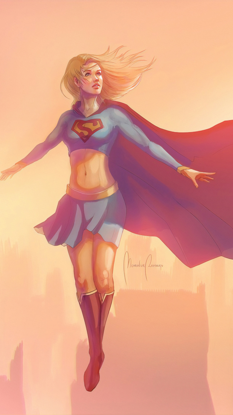 Обои супергерл, арт, произведение искусства, иллюстрация, розовый в разрешении 750x1334