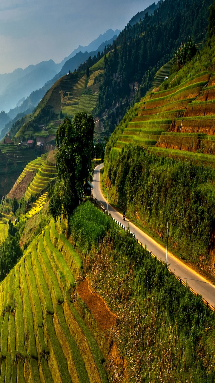 Обои терраса, нагорье, природа, горный рельеф, гора в разрешении 720x1280