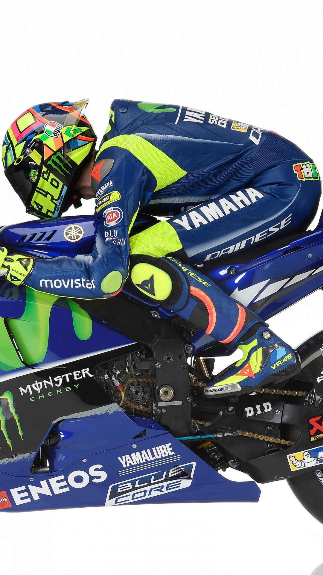 Обои Ямаха YZR-М1, мотоцикл, мотогонщик, автоспорт, супербайк в разрешении 1080x1920