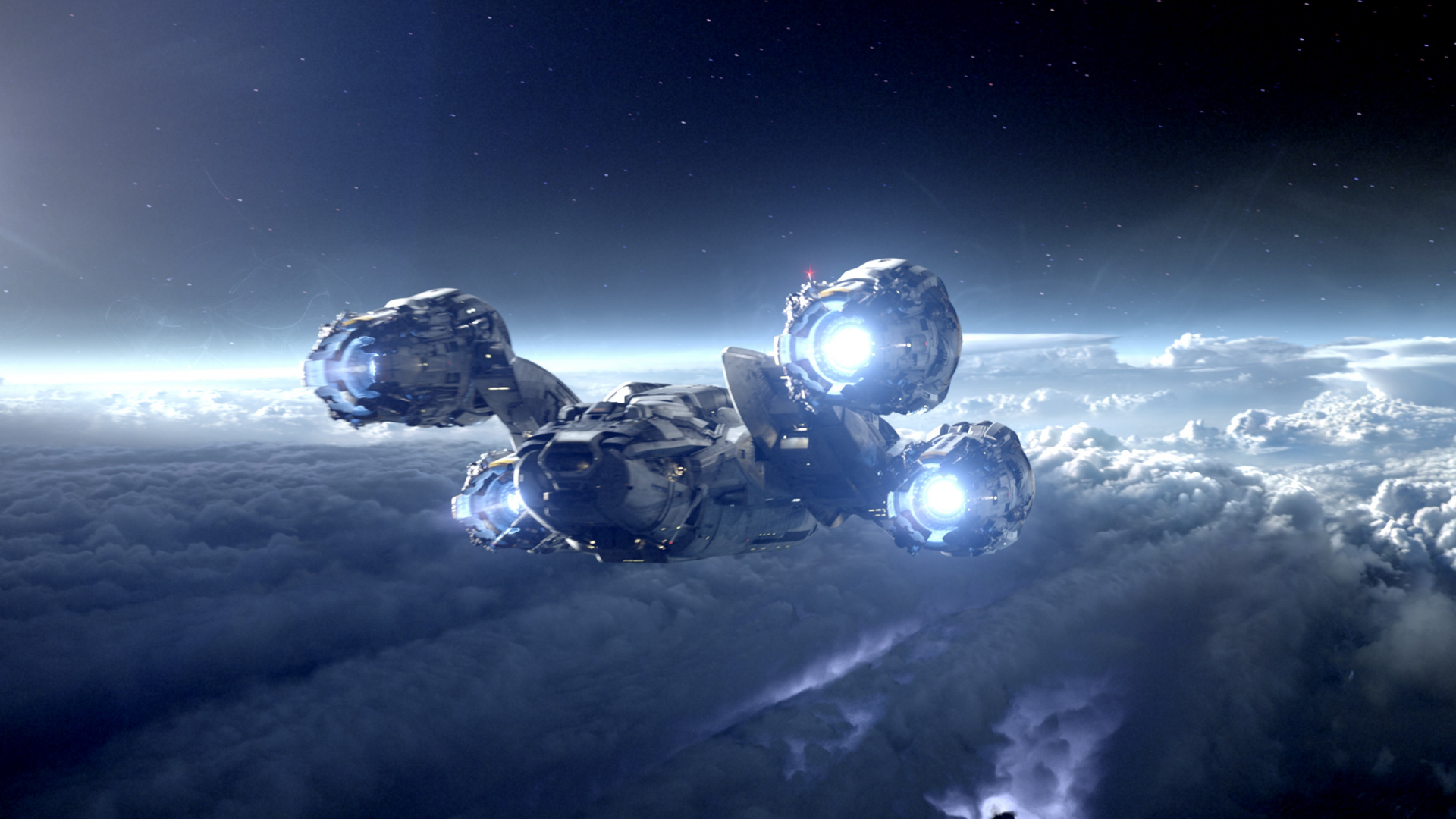 Обои космическое пространство, атмосфера, космос, земля, планета в разрешении 1920x1080