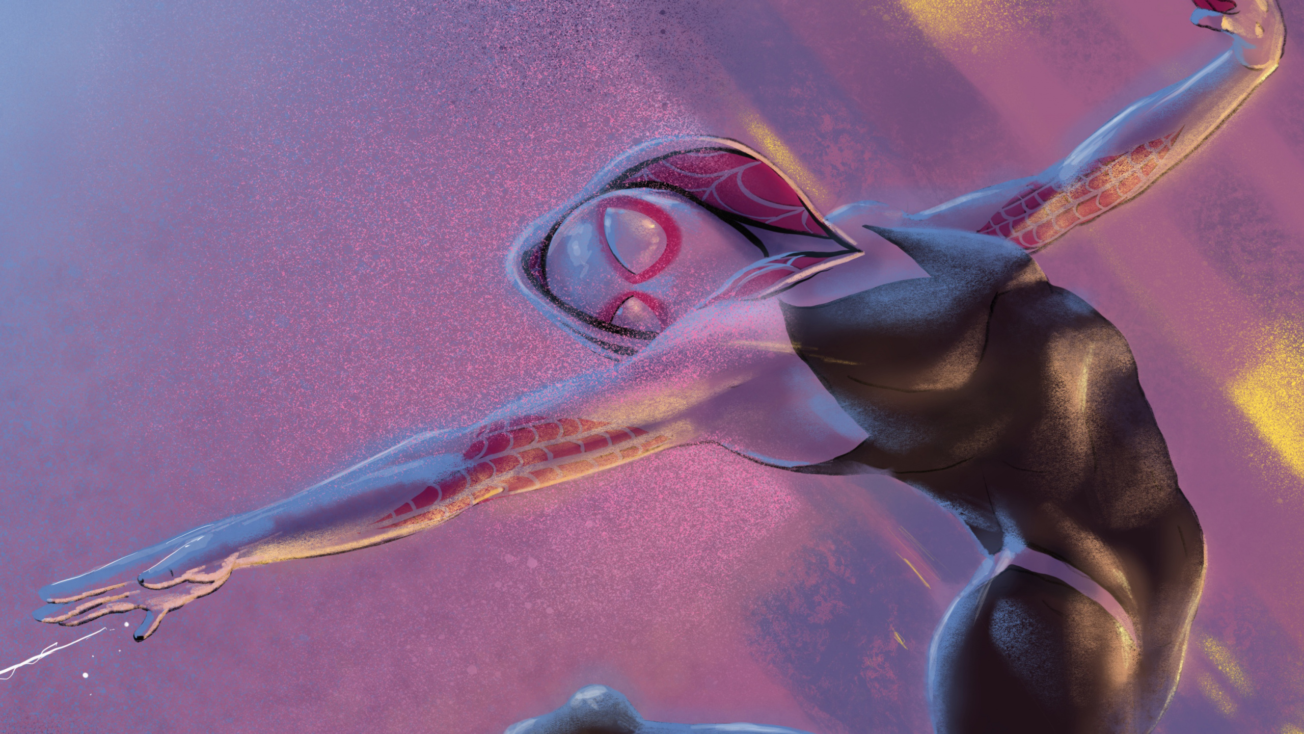 Обои человек-паук, Гвен Стейси, арт, живопись, иллюстрация в разрешении 2560x1440