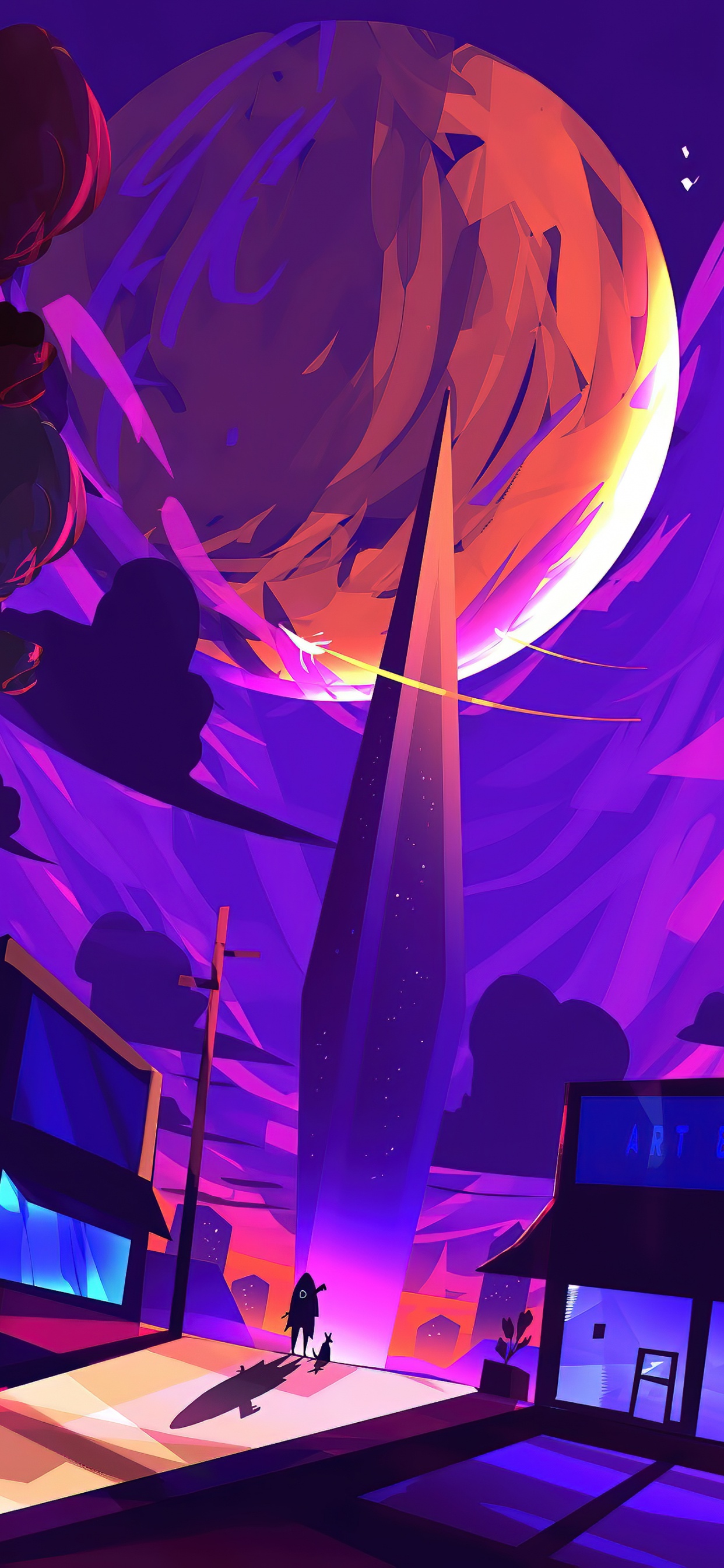 Обои свет, пурпур, вода, освещение, Фиолетовый в разрешении 1242x2688