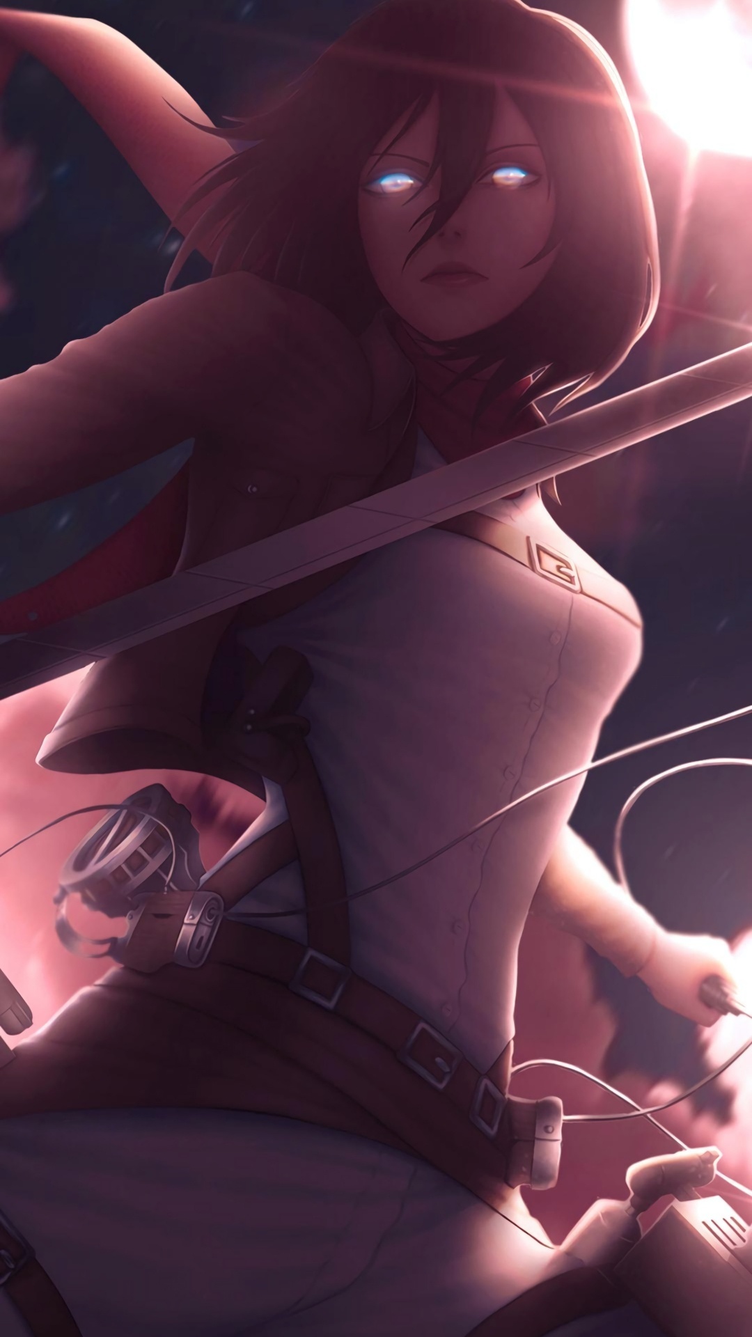 Обои человек, Микаса Акерман, нападение на титан, мультик, графический дизайн в разрешении 1080x1920