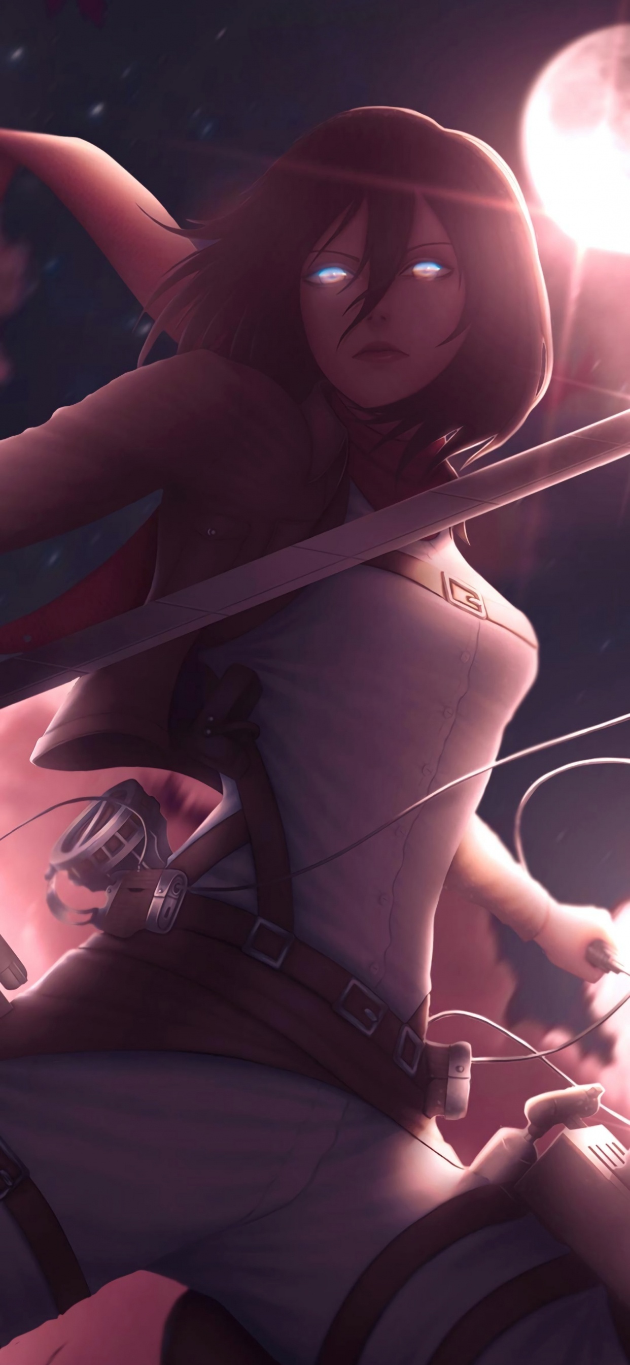 Обои человек, Микаса Акерман, нападение на титан, мультик, графический дизайн в разрешении 1242x2688