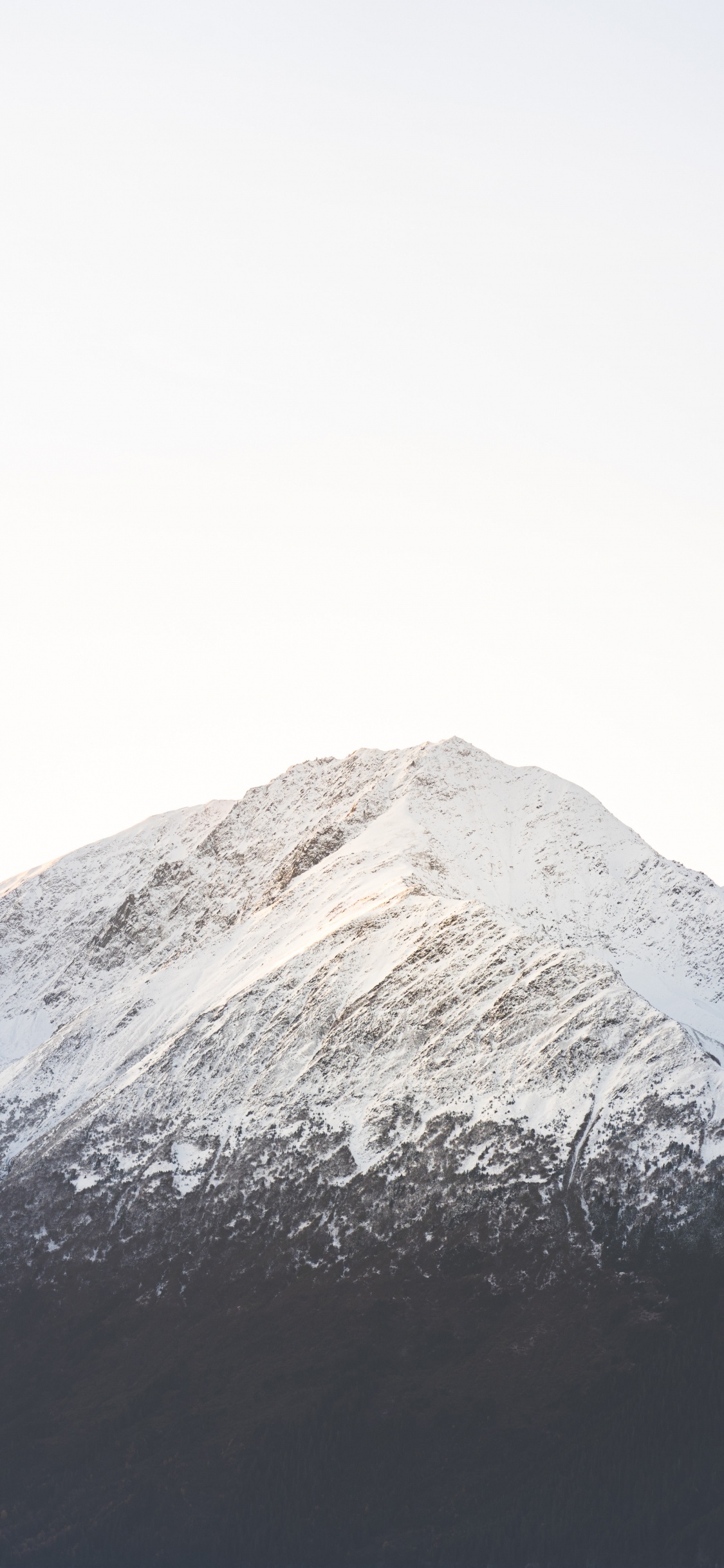 Обои гора, снег, белые, горный рельеф, холм в разрешении 1125x2436