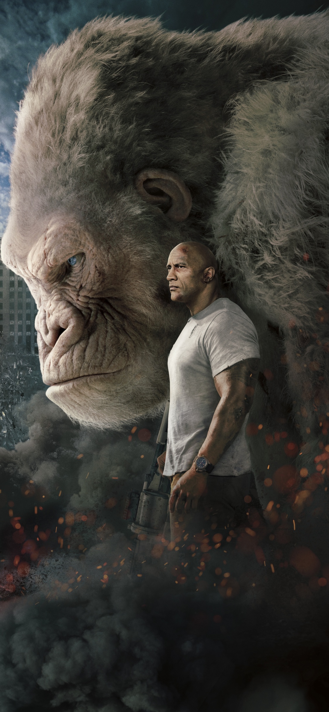 Обои дерево, фильм, Джуманджи, темнота, горилла в разрешении 1125x2436