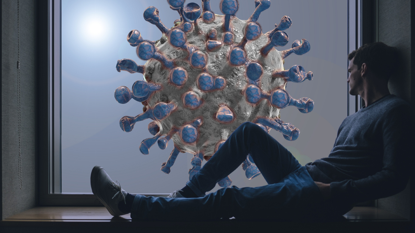 Обои вирус, коронавирус, COVID-19, строгая изоляция, пандемия в разрешении 1366x768