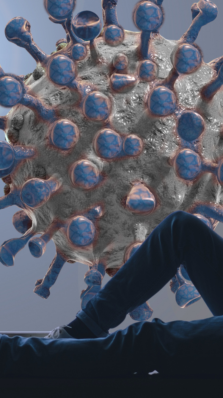 Обои вирус, коронавирус, COVID-19, строгая изоляция, пандемия в разрешении 750x1334