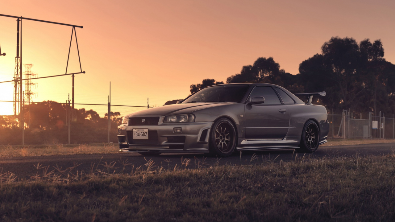 Обои Ниссан, авто, спорткар, Ниссан скайлайн закат, автомобильный экстерьер в разрешении 1280x720