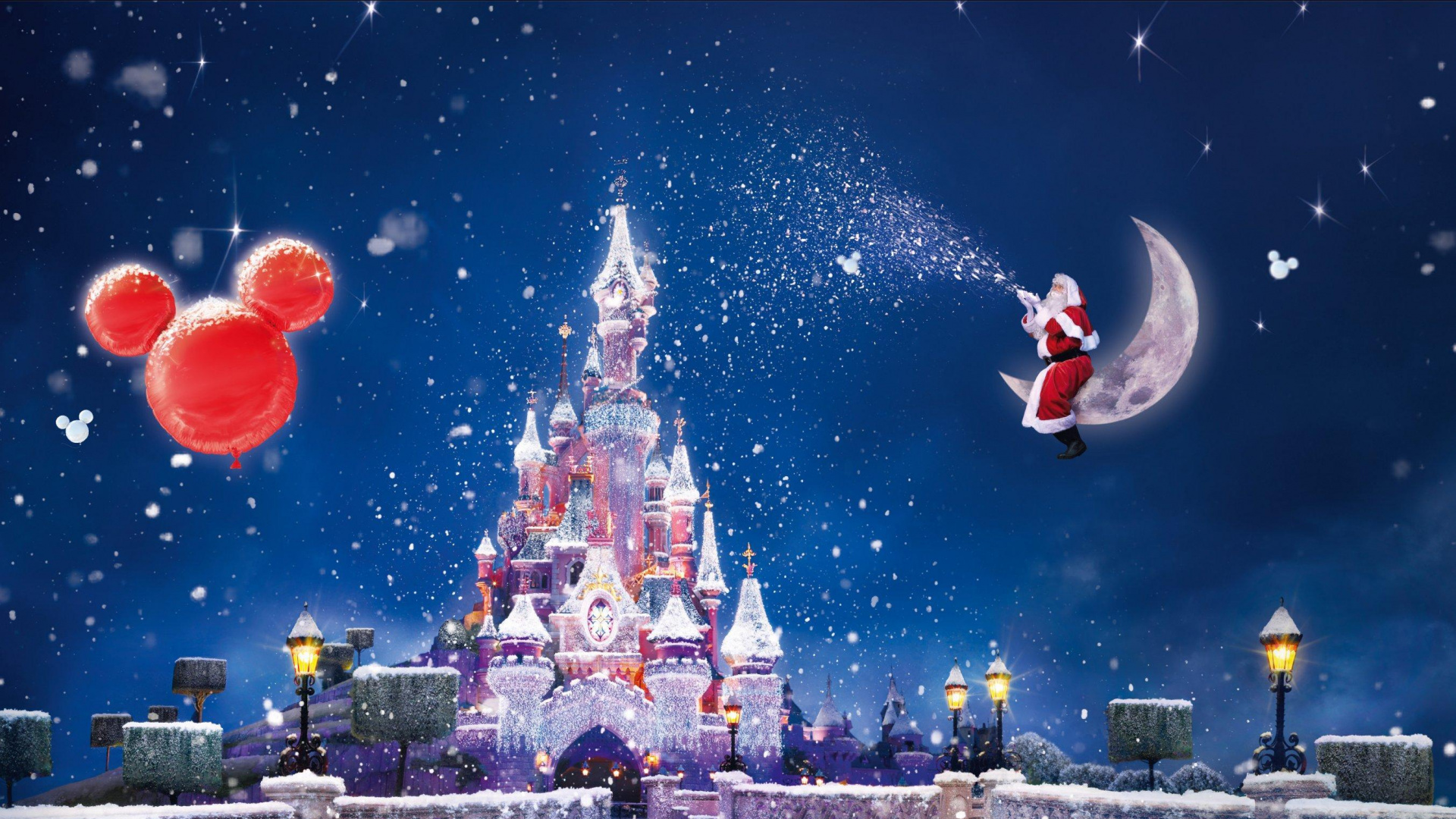 Обои Рождественский день, Санта-Клаус, зима, снег, Рождество в разрешении 1920x1080