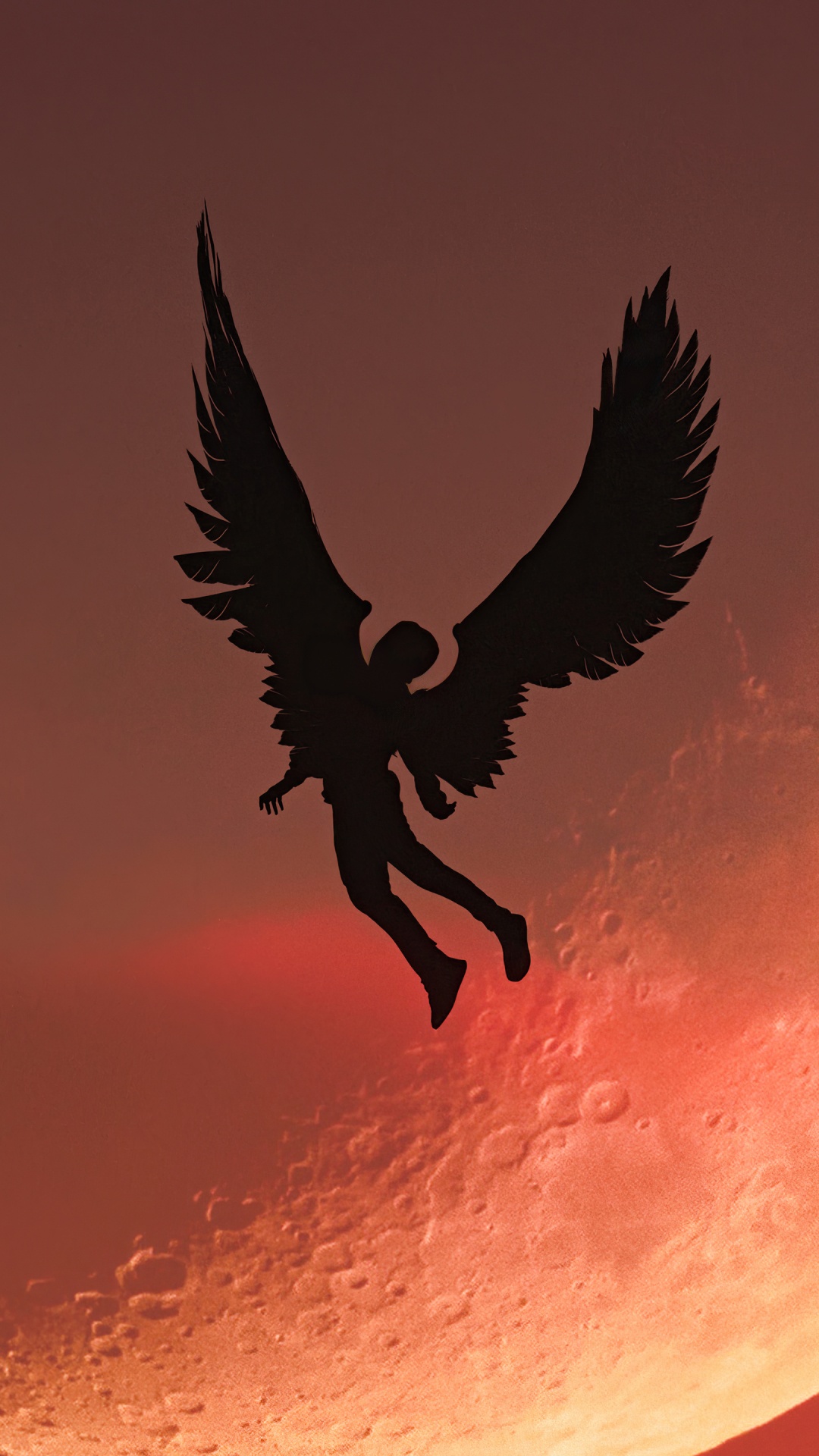 Обои атмосфера, луна, клюв, птица, арт в разрешении 1080x1920