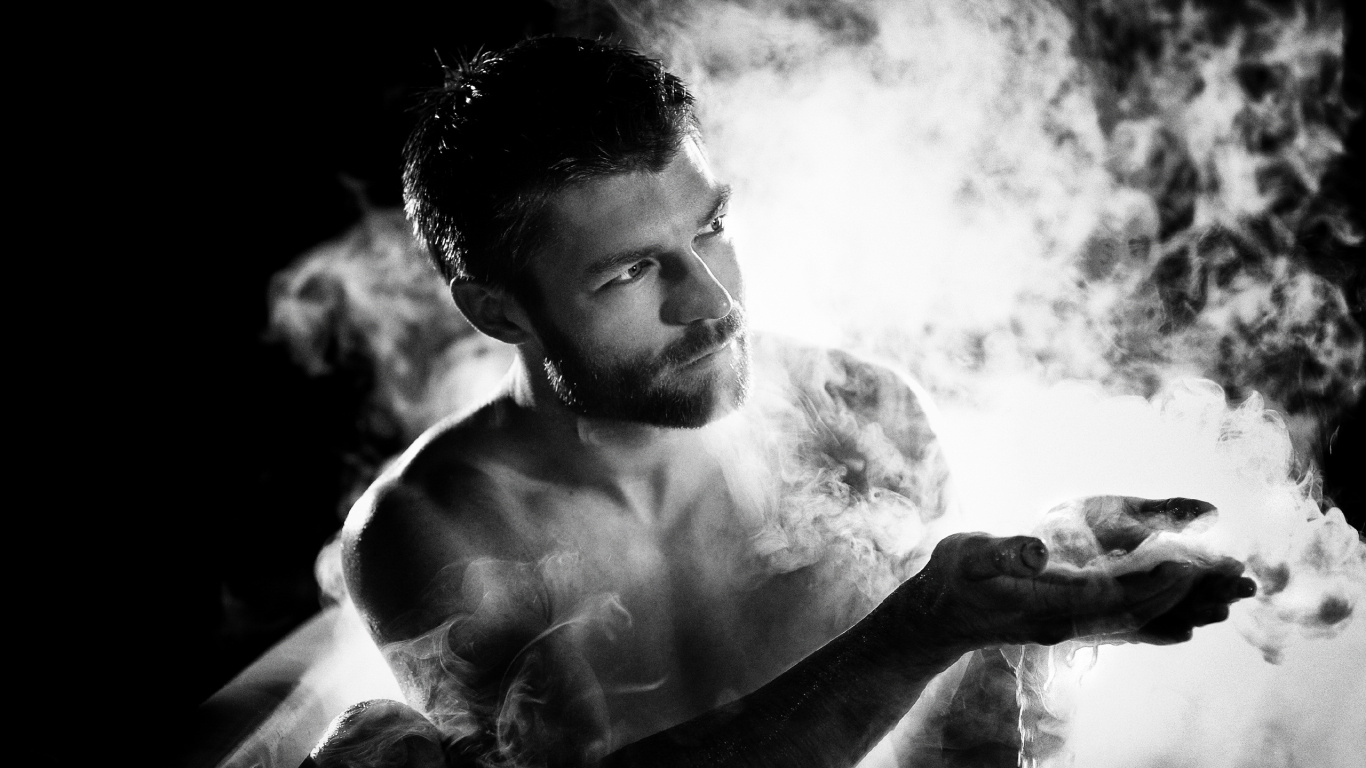 Обои актер, человек, мышца, монохромный, черный и белый в разрешении 1366x768