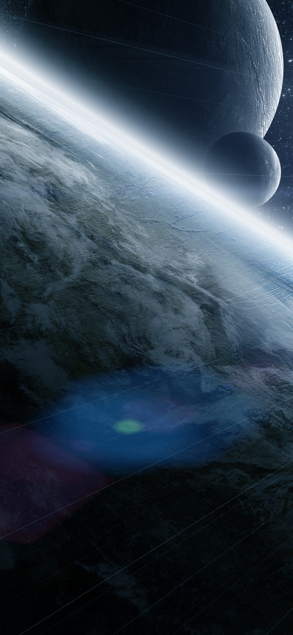 Обои земля, планета, космическое пространство, космос, атмосфера в разрешении 1125x2436