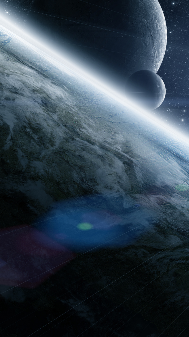 Обои земля, планета, космическое пространство, космос, атмосфера в разрешении 750x1334