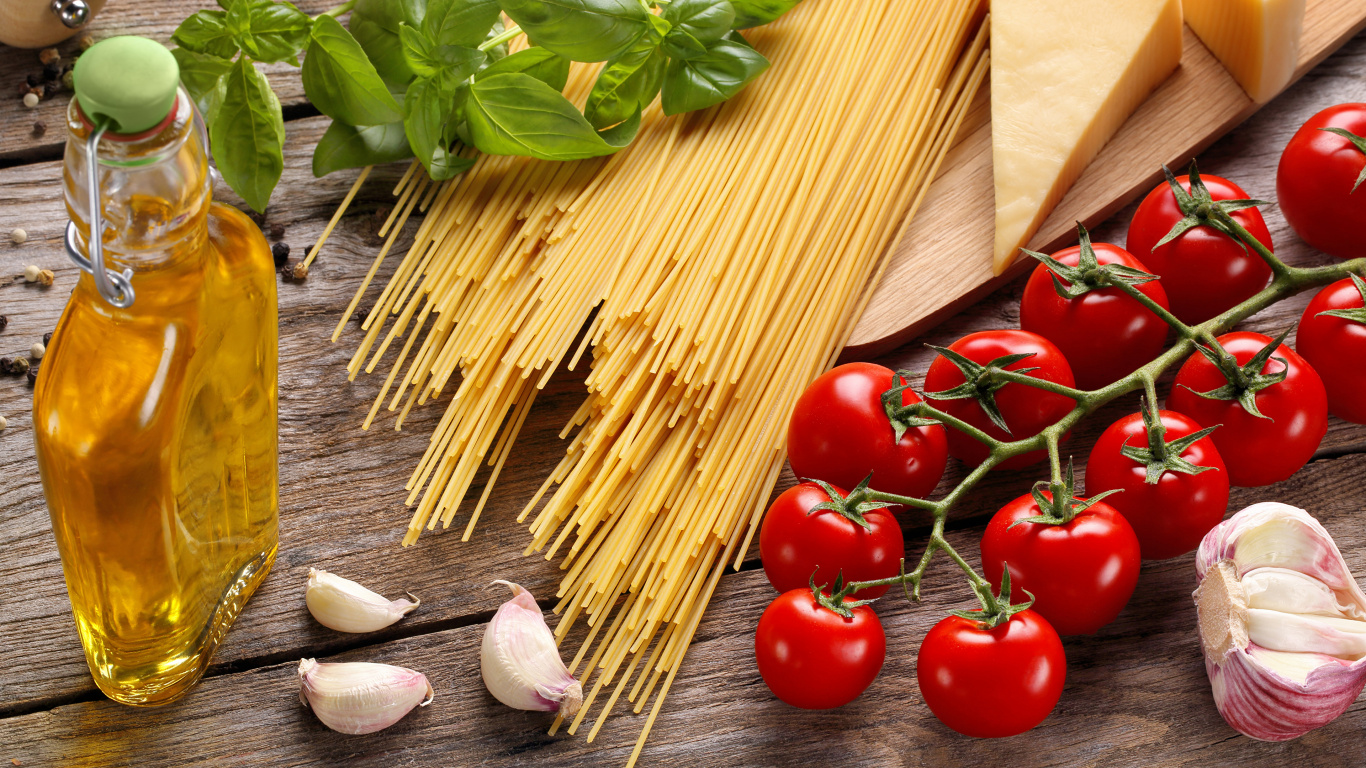 Обои итальянская кухня, природные продукты, пища, ингредиент, овощ в разрешении 1366x768