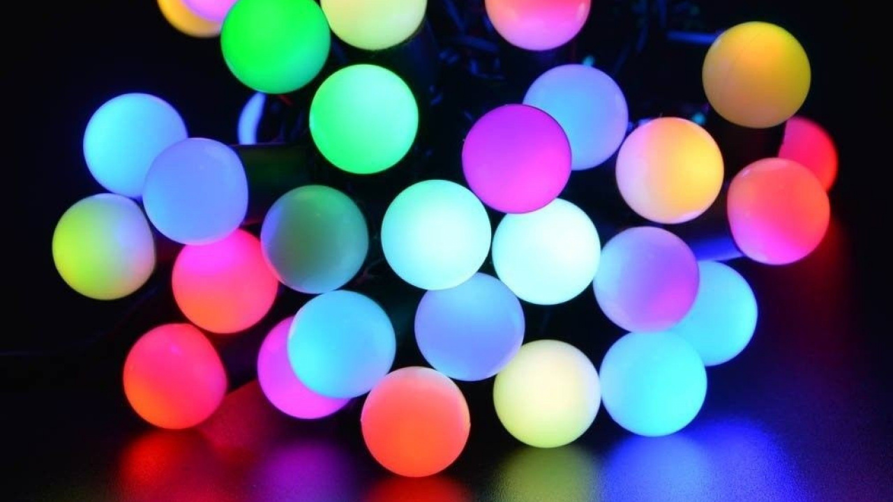 Обои свет, освещение, Рождественские огни, Лампа накаливания, круг в разрешении 1280x720