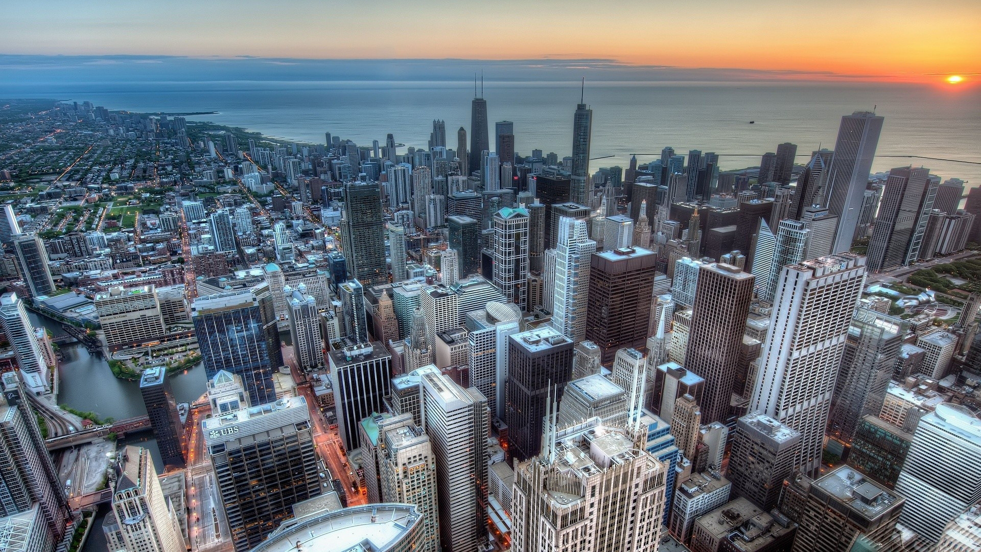 Обои Чикаго, Уиллис-Тауэр, небоскреб, город, городской пейзаж Full HD