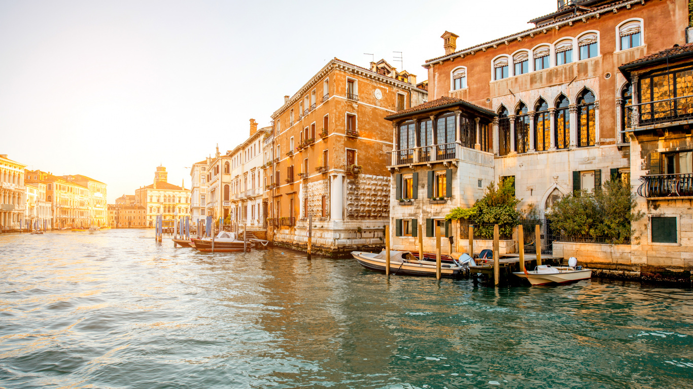 Обои hintergrundbilder Венеция, Гранд-канал, водный путь, вода, канал в разрешении 1366x768
