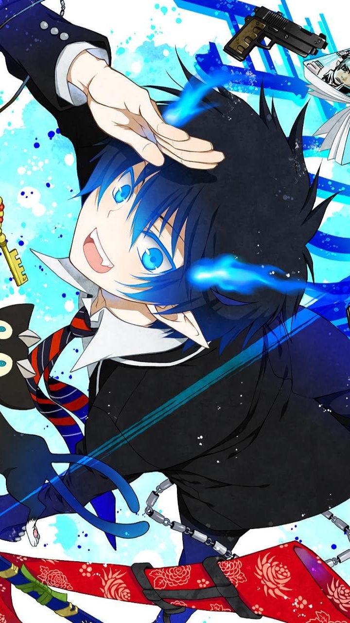 Обои Рин окумура, Юкио окумура, синий экзорцист, аниме, графический дизайн в разрешении 720x1280