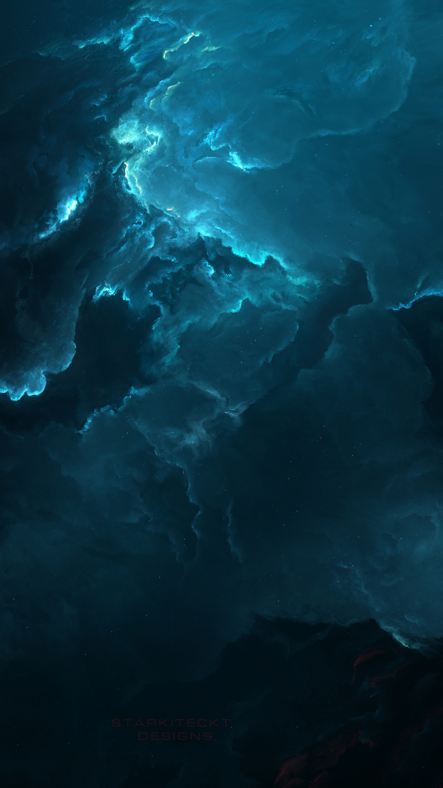 Обои туманность, синий, вода, бирюза, темнота в разрешении 1440x2560