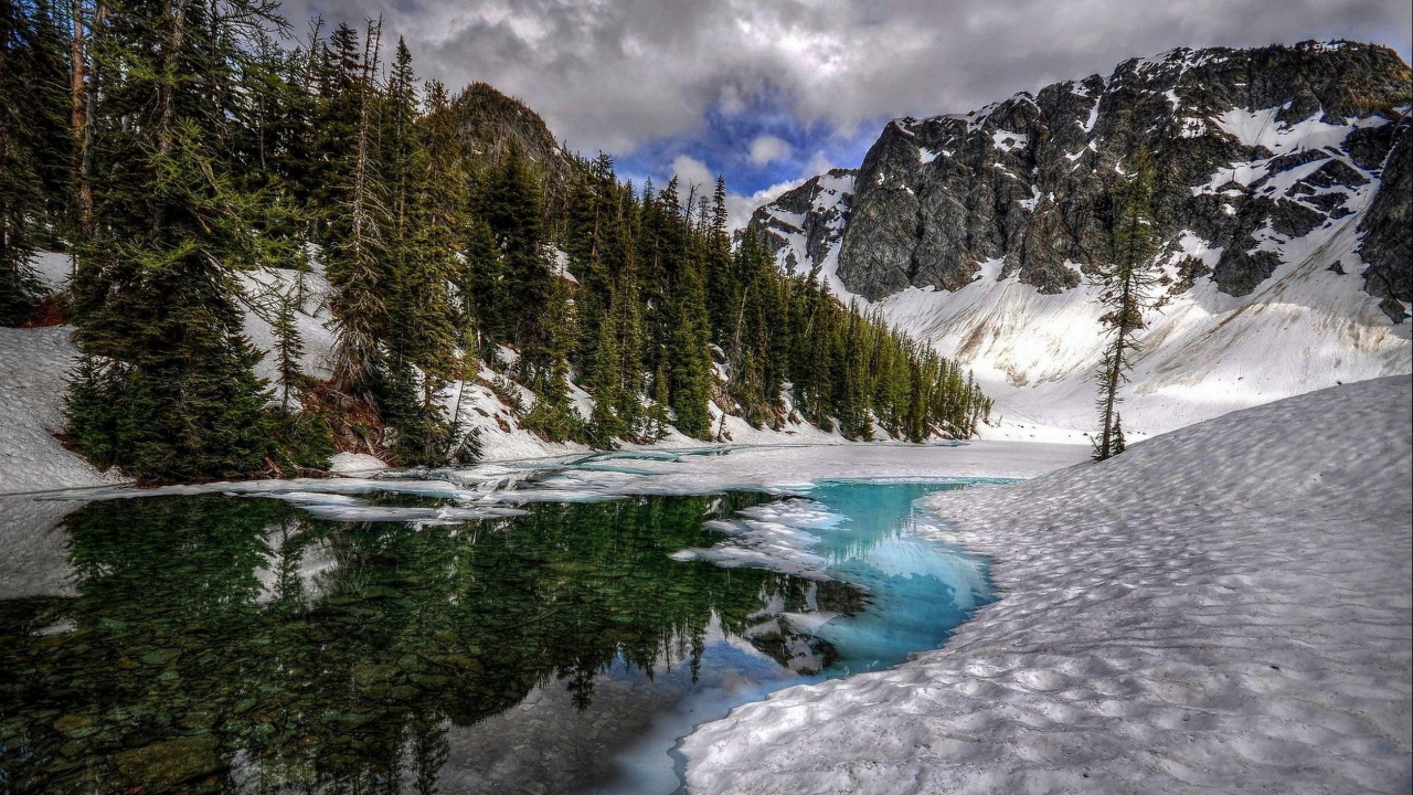 Обои природа, гора, дикая местность, снег, вода в разрешении 1280x720