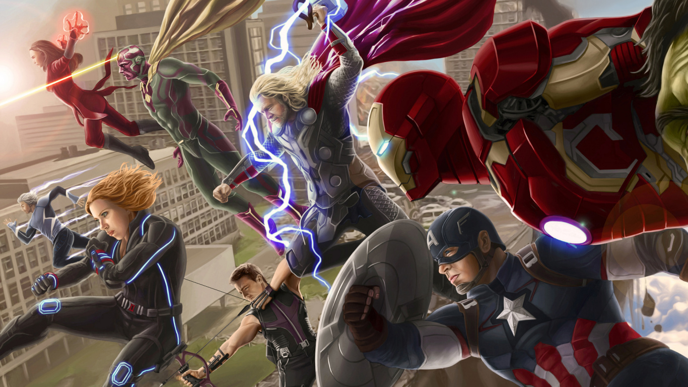 Обои Мстители эра альтрона, мститель, арт, супергерой, компьютерная игра в разрешении 1366x768