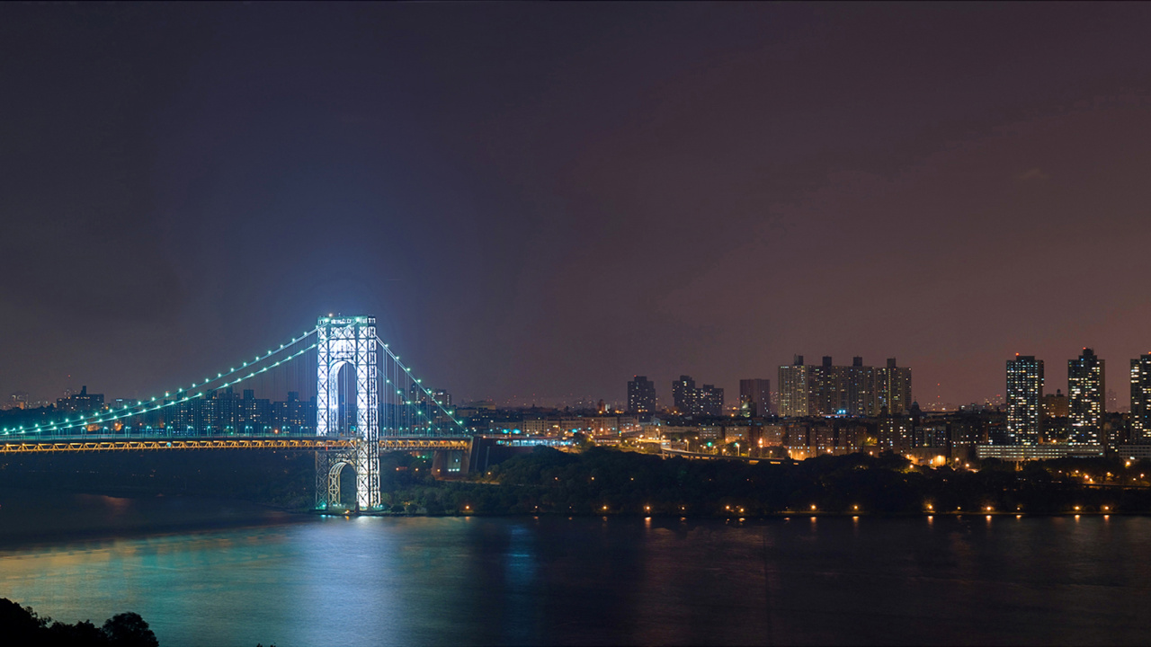 Обои ночь, линия горизонта, город, городской пейзаж, ориентир в разрешении 1280x720