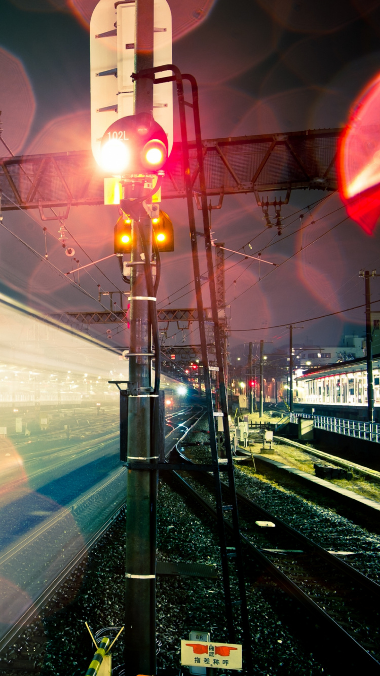 Обои транспорт, свет, ночь, линия, освещение в разрешении 750x1334