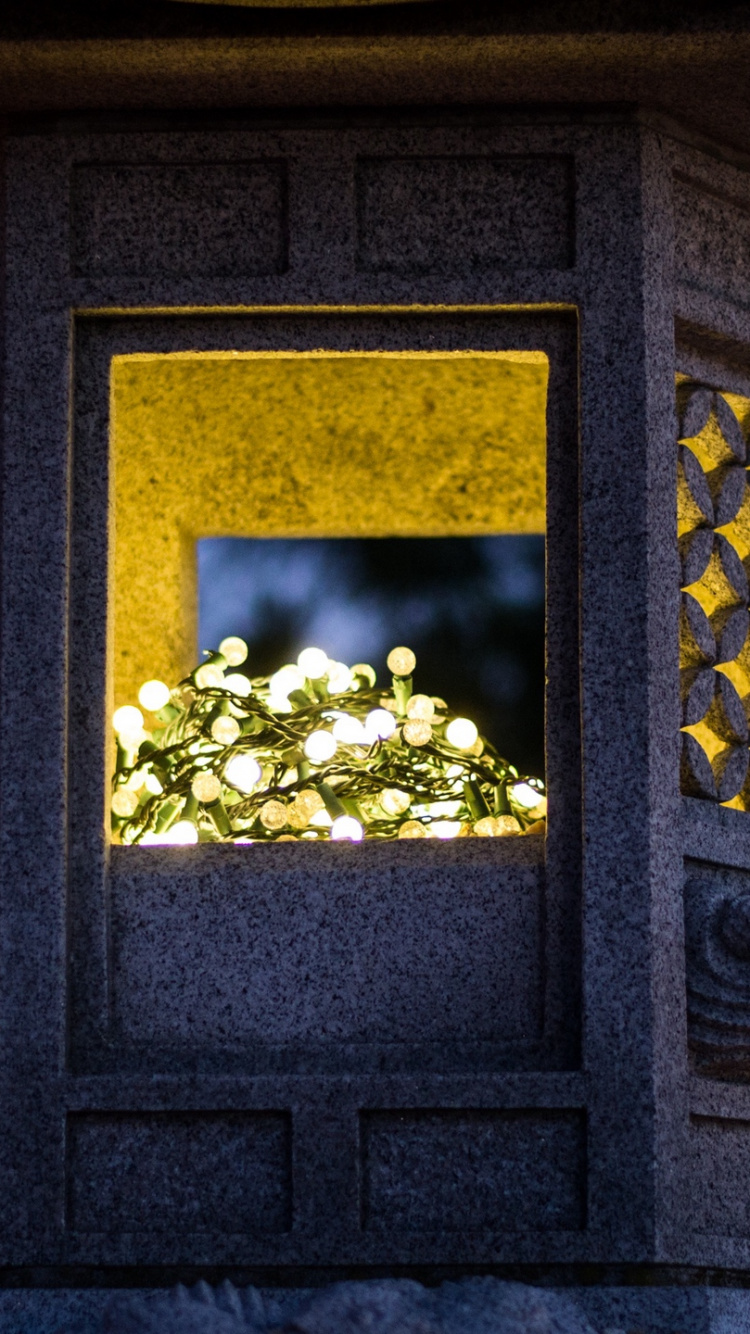 Обои свет, гирлянда, ночь, освещение, фонарь в разрешении 750x1334