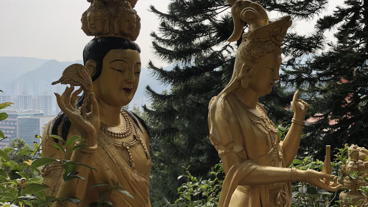 Обои статуя, человек, скульптура, арт, храм в разрешении 1280x720